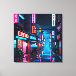 Tokyo-gata på natten LoFi-konst Canvastryck
