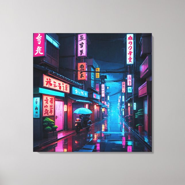Tokyo-gata på natten LoFi-konst  Canvastryck (Framsida)