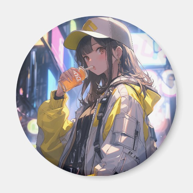 Tokyo Girl | 東京娘 GenerartiveAI シール Magnet (Framsidan)