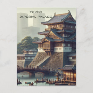 Tokyo Imperial Palace liggande Japan Travel Vykort