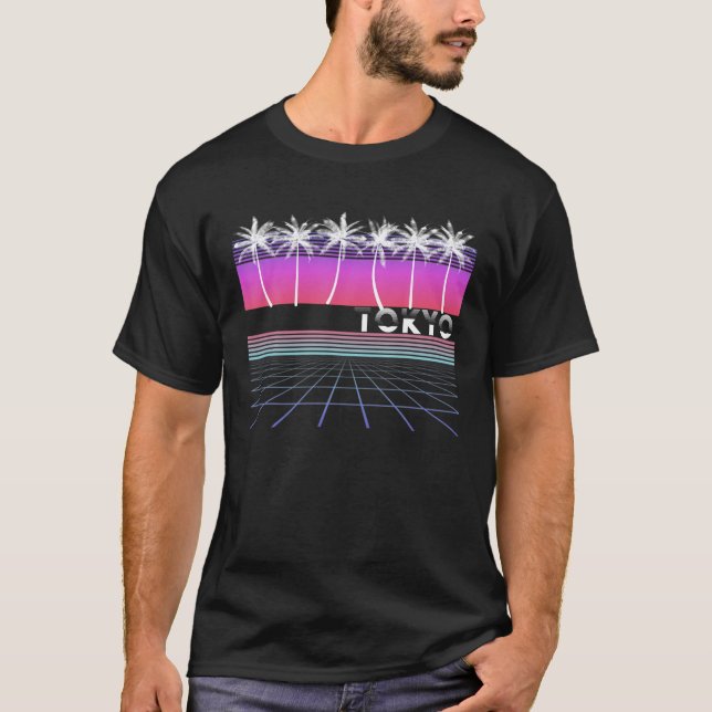 Tokyo Japan 80'S 90'S Vaporwave Aesthetic Beach Pa T Shirt (Framsida)