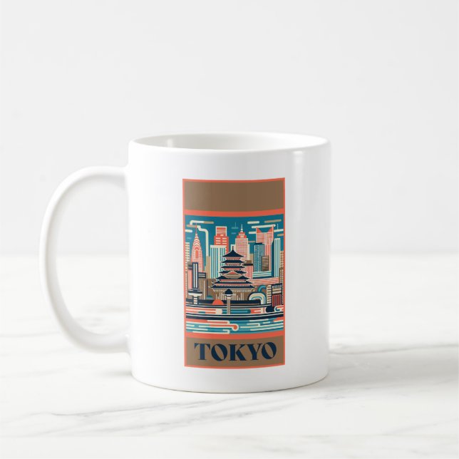 Tokyo Japan Art Deco Kaffemugg (Vänster)