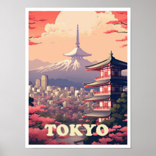 Tokyo Japan Art Vintage resor Illustration Poster