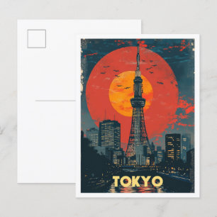 Tokyo Japan Art Vintage resor Illustration Vykort