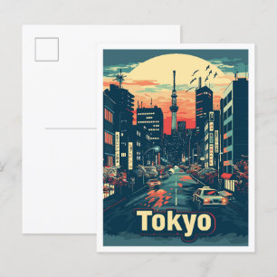 Tokyo Japan Art Vintage resor Illustration Vykort