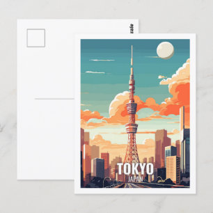 Tokyo Japan Berömd Travel Ställe Vykort