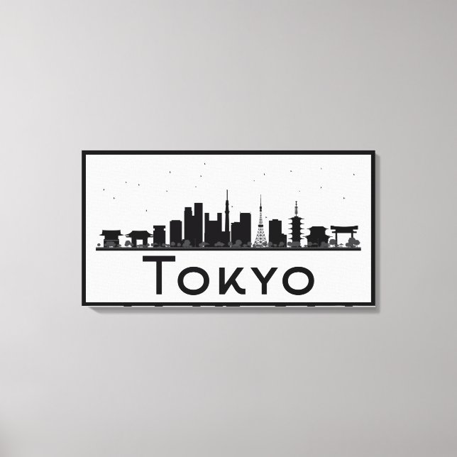 Tokyo, Japan | Black & White City Skyline Canvastryck (Framsida)