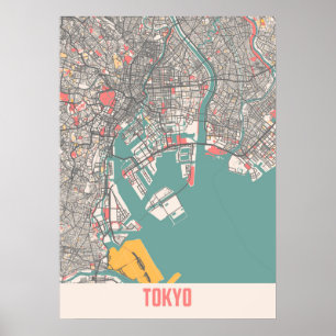 Tokyo - Japan Chalk City Karta Poster