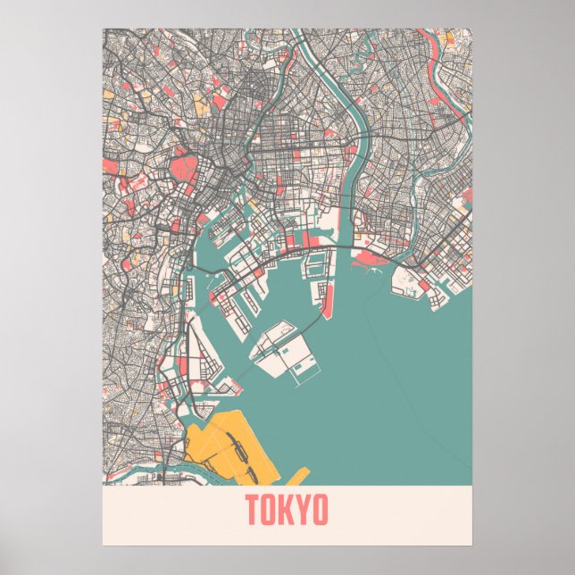 Tokyo - Japan Chalk City Karta Poster (Framsidan)