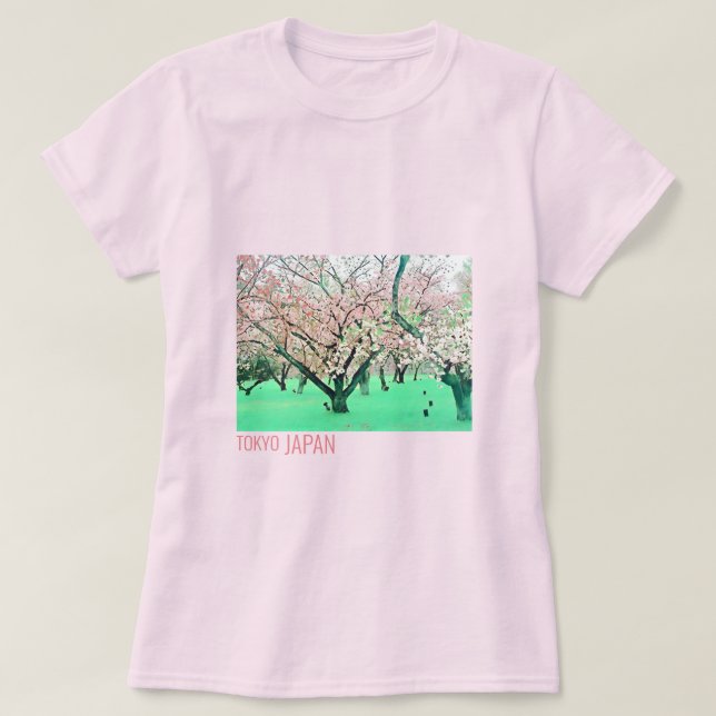 Tokyo Japan Cherry Blommar Vår resa T Shirt (Design framsida)