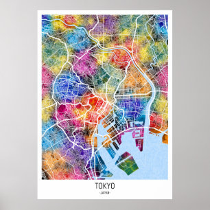 Tokyo Japan City Karta Poster
