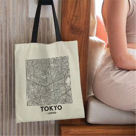 Tokyo, Japan City Map Tote Bag Tygkasse