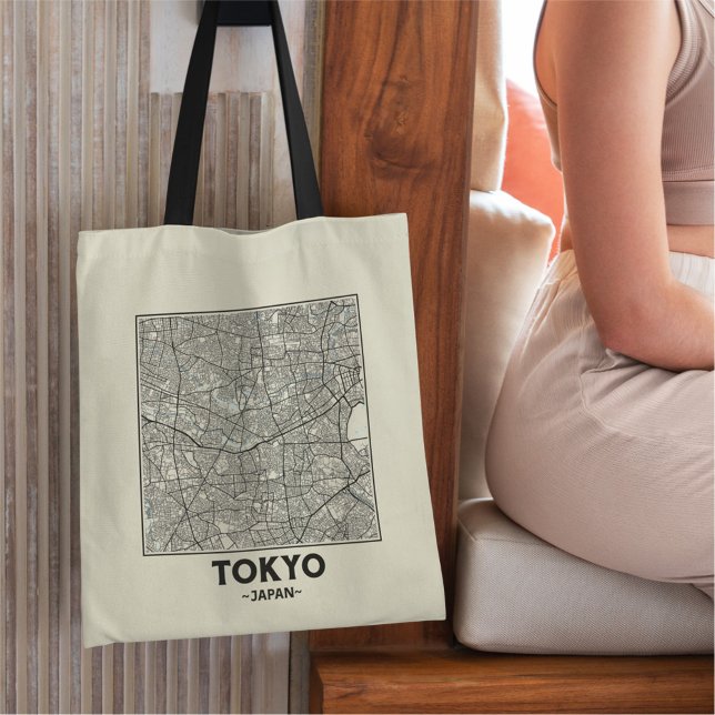 Tokyo, Japan City Map Tote Bag Tygkasse (Skapare uppladdad)