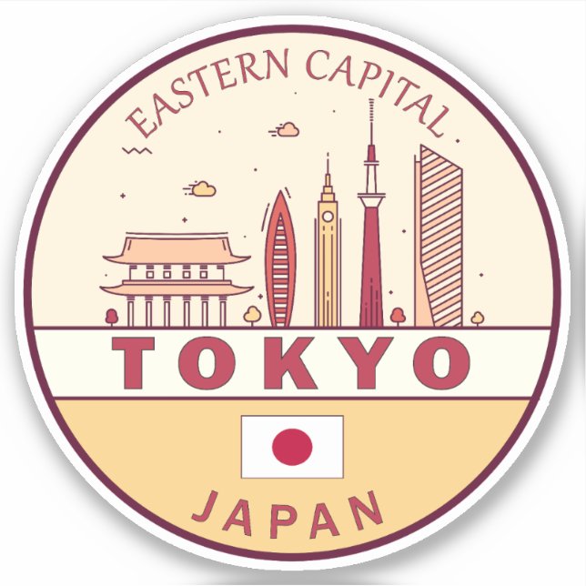 Tokyo Japan City Skyline Emblem Klistermärken (Framsida)