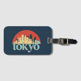 Tokyo Japan City Skyline Retro Travel Art Bagagebricka