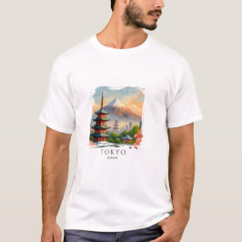 Tokyo Japan Cityscape Watercolor Souvenir T-Shirt