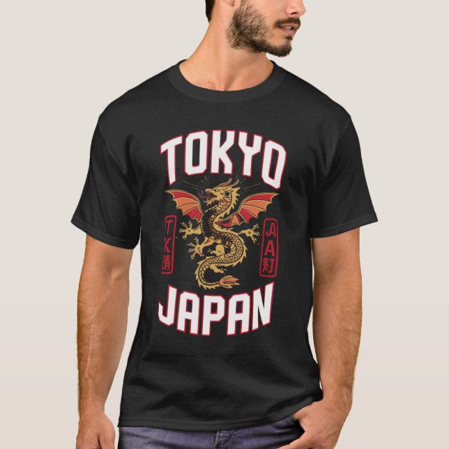 Tokyo Japan Dragon - Urban Street Stil Tee (Framsida)