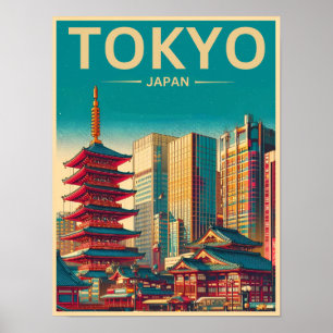 Tokyo Japan-gåvor för vintage av resor Poster
