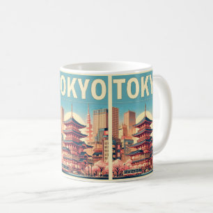 Tokyo Japan-gåvor för vintage med magnitiska kort Kaffemugg