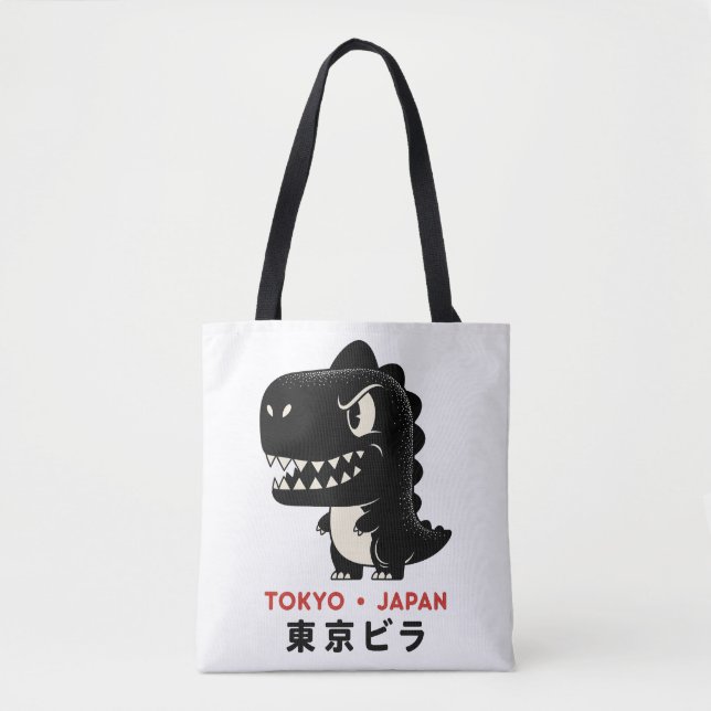 TOKYO JAPAN GODZILLA HANDVÄSKOR TYGKASSE (Framsida)