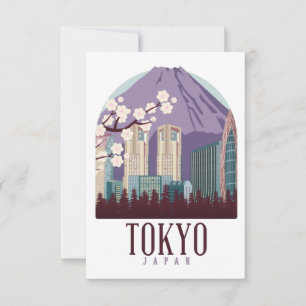 Tokyo Japan Japan Vintage Resa Lyckönskningskort Tack Kort