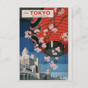 Tokyo Japan Japanska Vintage resor Poster Vykort