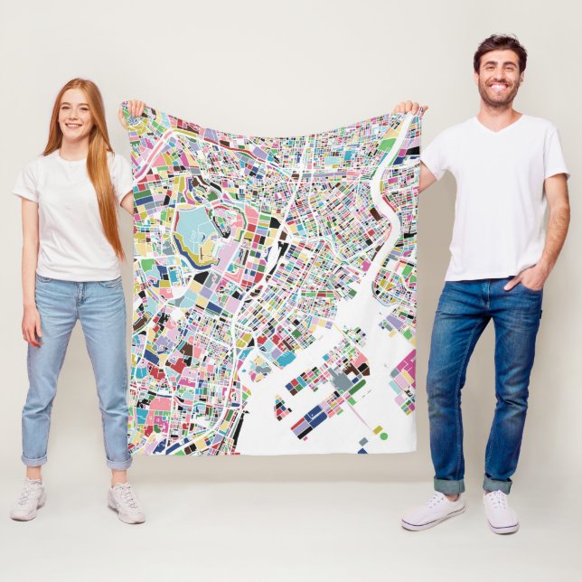 Tokyo Japan karta Fleecefilt (På plats)