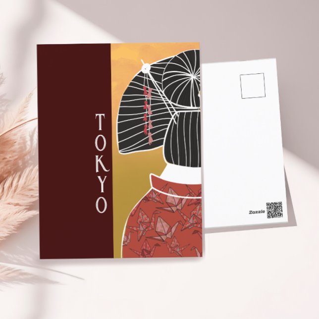 Tokyo Japan Kimono Yukata Shrine Hand Illustrated Vykort (Skapare uppladdad)