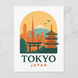 Tokyo Japan Minimalist Travel Souvenir  Helg Vykort