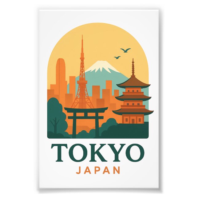 Tokyo Japan Minimalist Travel Souvenir Photo Print Fototryck (Framsidan)