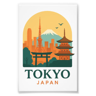 Tokyo Japan Minimalistisk Resa Souvenir Fototryck