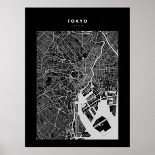 Tokyo - Japan Mörk City Karta Poster