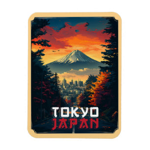 Tokyo, Japan: Mount Fuji och Cityscape Magnet