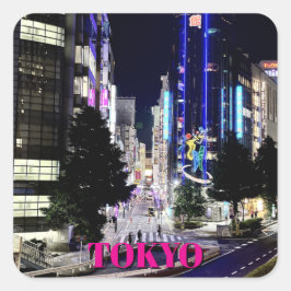 Tokyo Japan Neonljus på natten Fyrkantigt Klistermärke