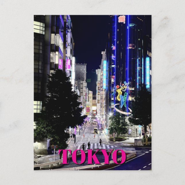 Tokyo Japan Neonljus på natten Vykort (Framsida)