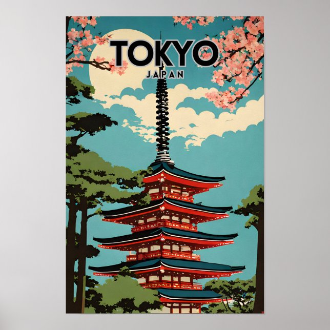 Tokyo Japan Nostalgic Retro Travel Art Poster (Framsidan)