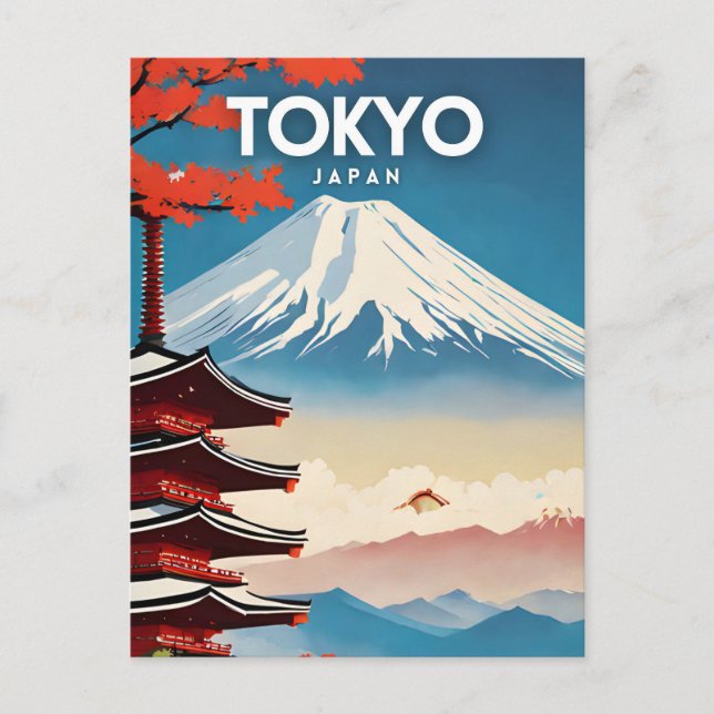 Tokyo Japan Nostalgic Travel Vykort (Framsida)