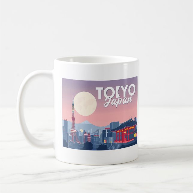 Tokyo Japan Pastel Travel Design Kaffemugg (Vänster)