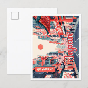 Tokyo Japan Pop Art Travel Illustration Vykort