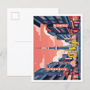 Tokyo Japan Pop Art Travel Illustration Vykort