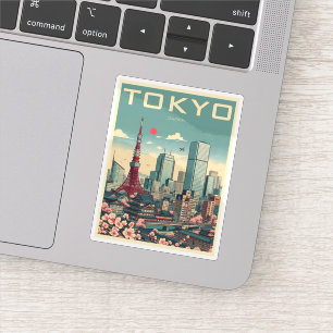 Tokyo Japan resa vintage gåvor Klistermärken