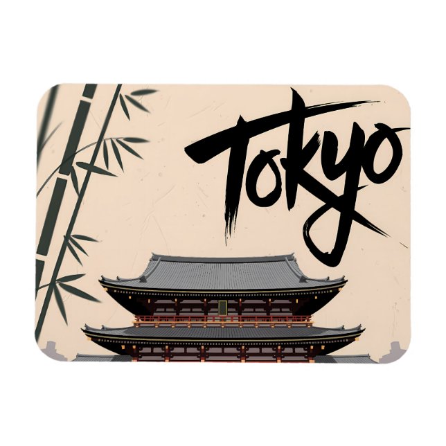 Tokyo Japan Resa Vintage Tempelmålning Konst Magnet (Horisontell)