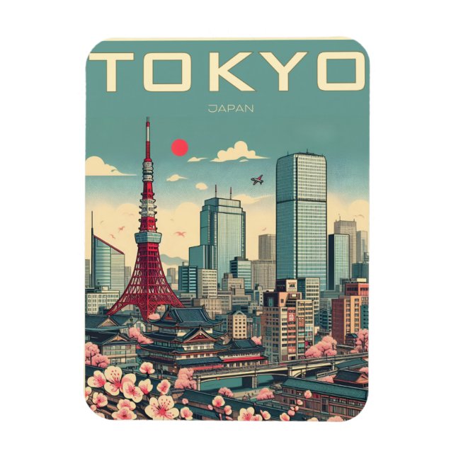 Tokyo Japan resa vintagepresenter  Magnet (Vertikal)