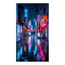 Tokyo Japan Resemärke Affisch - Neon Natt Regn
