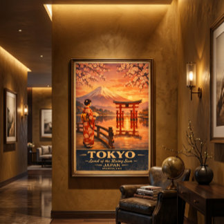Tokyo Japan Retro Reseminnelse Tryck | Vintage Väg