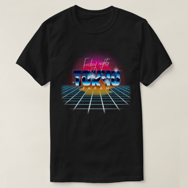 Tokyo Japan Retrowave-utfall 1 T Shirt (Design framsida)