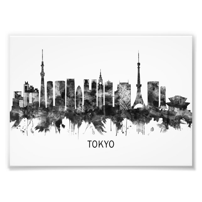 Tokyo Japan Skyline BW Fototryck (Framsidan)