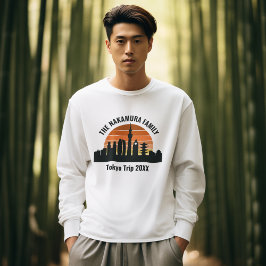 Tokyo Japan Solnedgång Anpassad Långärmad T Shirt