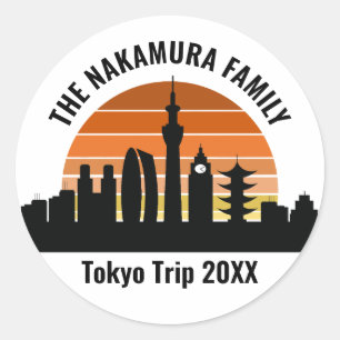 Tokyo Japan Sunset Anpassningsbar Vacation Souveni Runt Klistermärke
