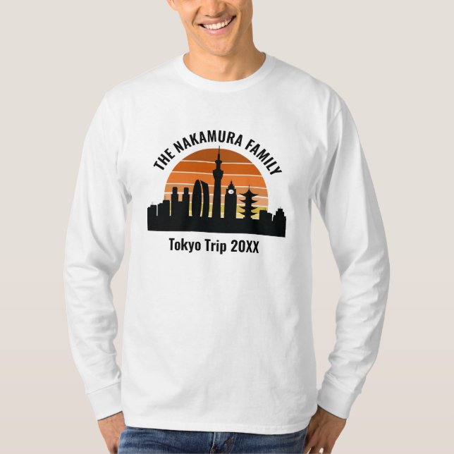 Tokyo Japan Sunset Customized Long Sleeve T Shirt (Framsida)